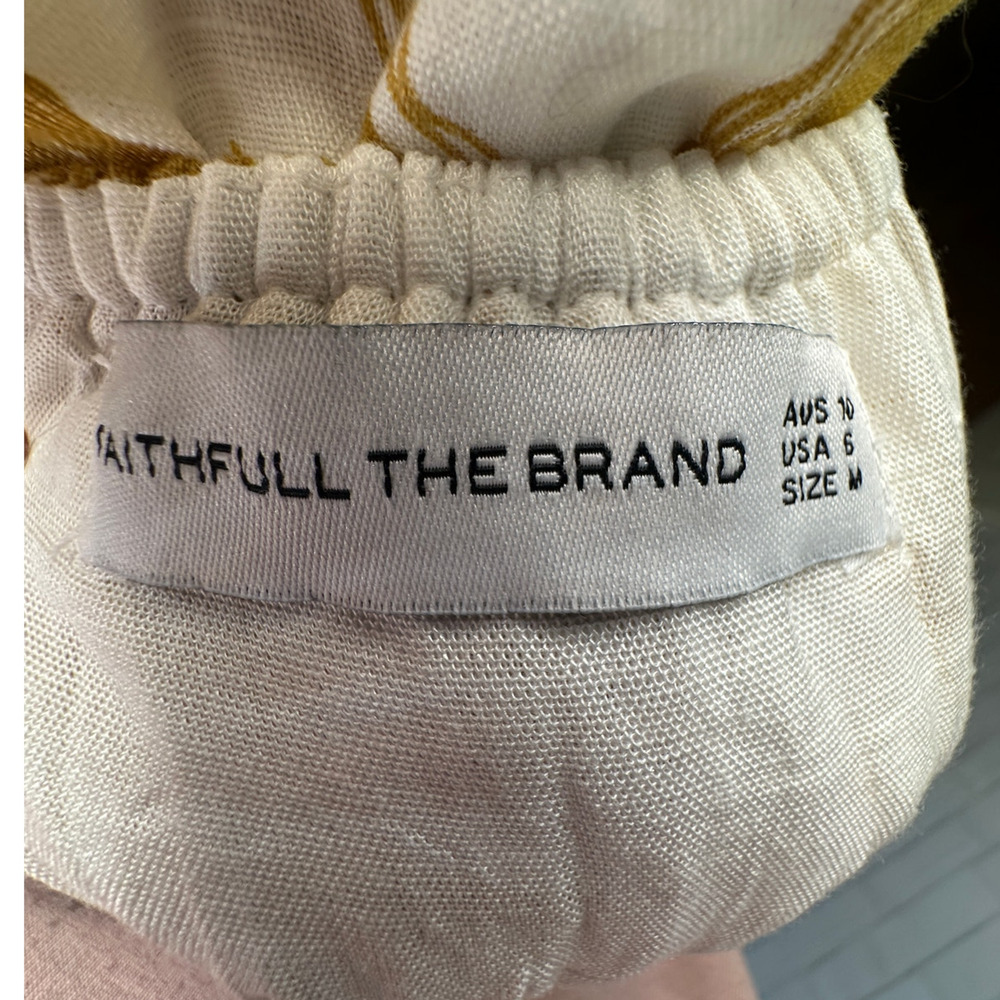 NEW! Revolve x Faithful The Brand 6 Francesca Midi Dress 100% LINEN Mustard - Picture 7 of 8